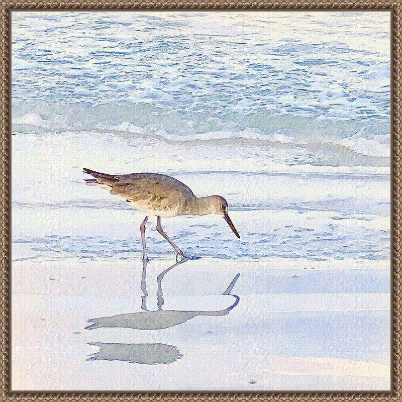 Sandpiper Dreams II Coastal Bronze Framed Canvas Wall Art