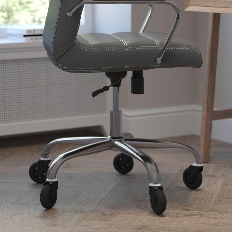 Flash Furniture Whitney High Back Executive Swivel Office Chair with Black Frame, Arms, and Transparent Roller Wheels