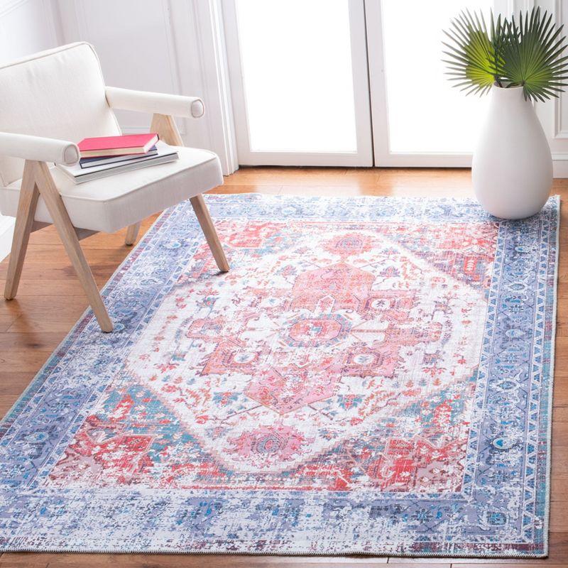 8' x 10' Blue Reversible Washable Viscose Area Rug