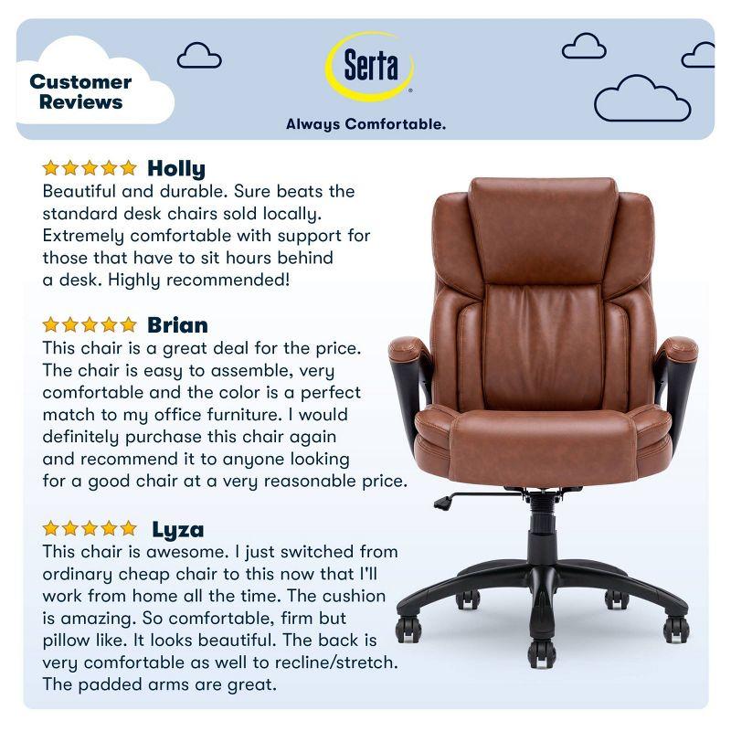 Serta Serta Garret Executive Office Chair, Ergonomic Lumbar Support, Semi-Plush Cushion, Body Pillows