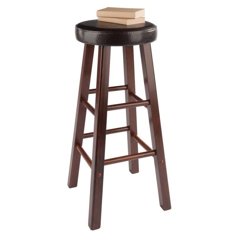 29" 2pc Maria Cushioned Barstools Walnut/Espresso - Winsome: Solid Wood, Faux Leather, Home Bar Seating