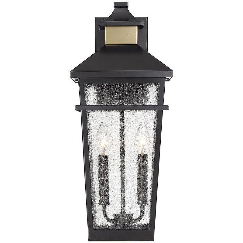 Kingsley 2-Light Outdoor Wall Lantern in Matte Black with Warm Brass Accents