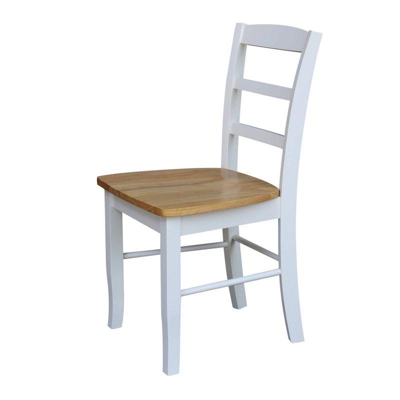 White and Natural Wood Ladderback Side Chair