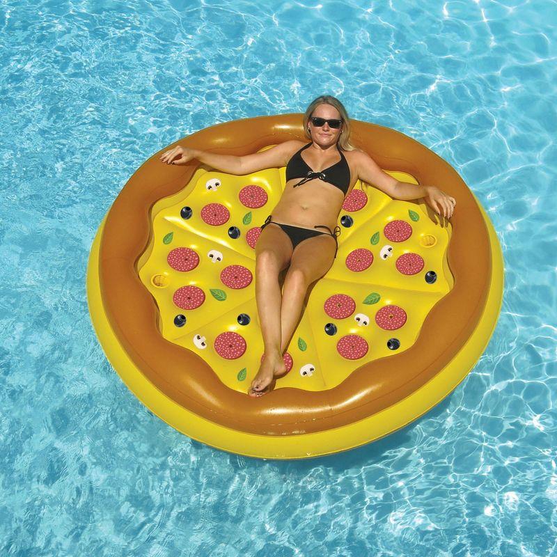 70" Yellow and Brown Inflatable Pizza Pool Float