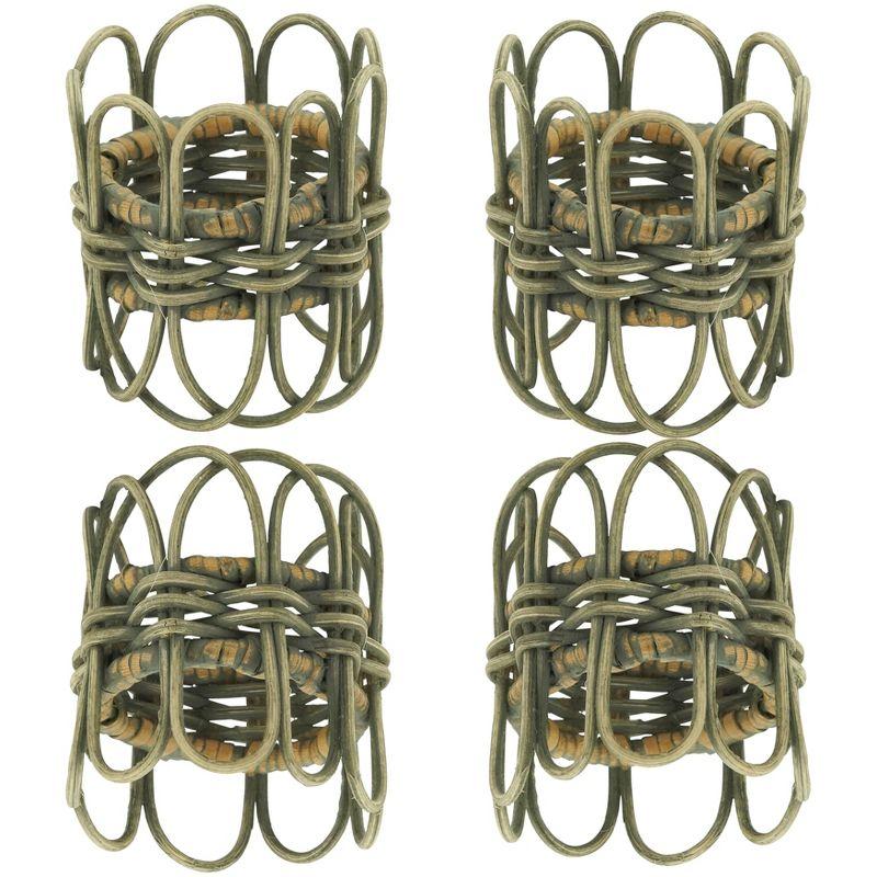 Twisted Gray Rattan Napkin Rings Set of 4