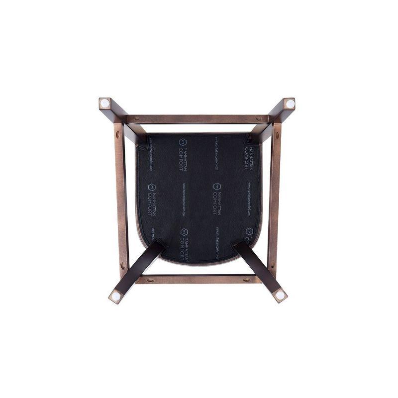 Manhattan Comfort Emperor Faux Leather Barstool Pebble Gray: Beechwood Legs, Upholstered, Fixed Height 27"