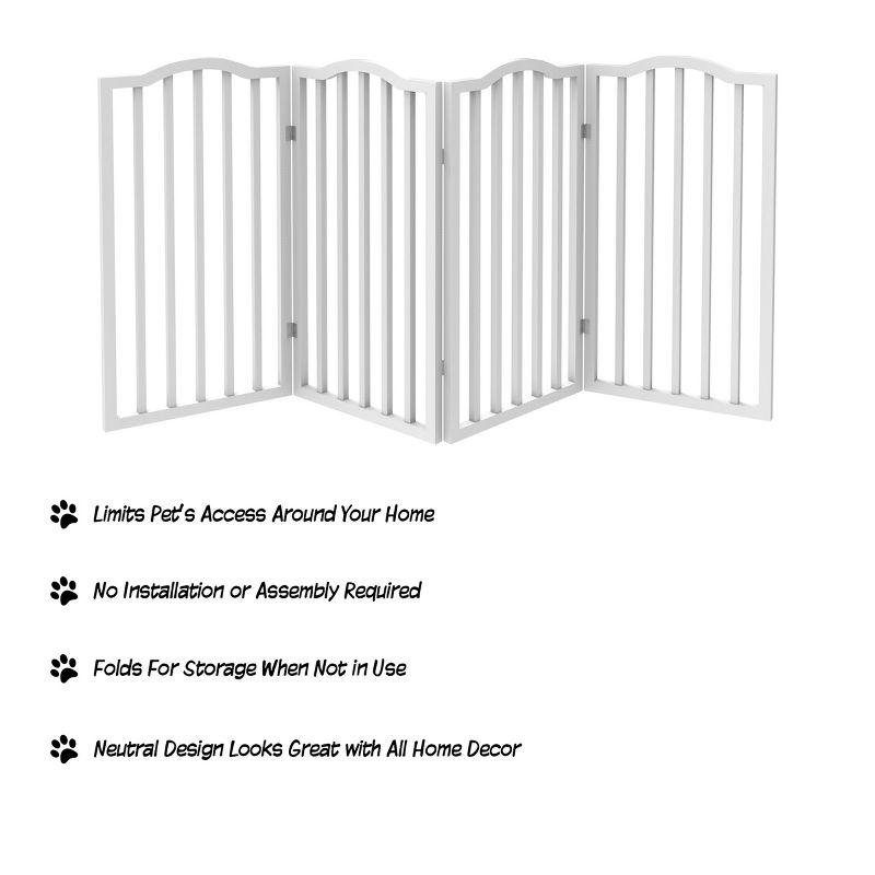 Indoor Pet Gate - 4-Panel Folding Dog Gate for Stairs or Doorways - 72x32-Inch Tall Freestanding Pet Fence for Cats and Dogs by PETMAKER (White)