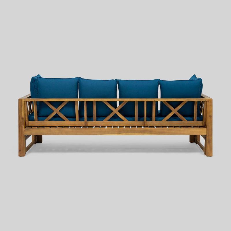 Long Beach Acacia Wood Extendable Patio Daybed Sofa Teak - Christopher Knight Home: Outdoor Couch with Weather-Resistant Frame