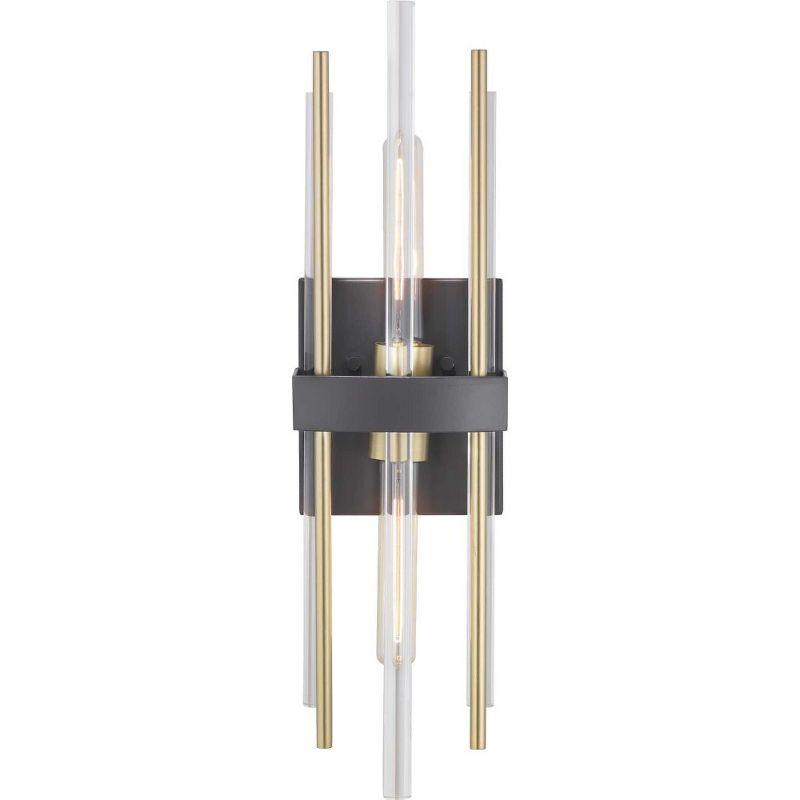 Progress Lighting Orrizo 2-Light Wall Sconce, Black Finish, Clear Glass Shade