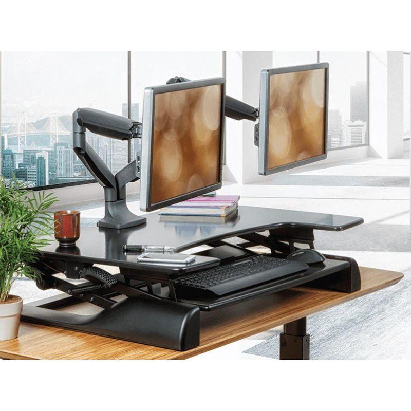 Black Dual Monitor Adjustable Gas Spring Desk Mount