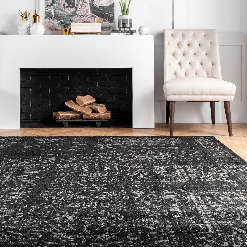 Nuloom Arlena Medallion 4x6 Indoor Area Rug for Living Room Bedroom Dining Room Kitchen, Black/Grey