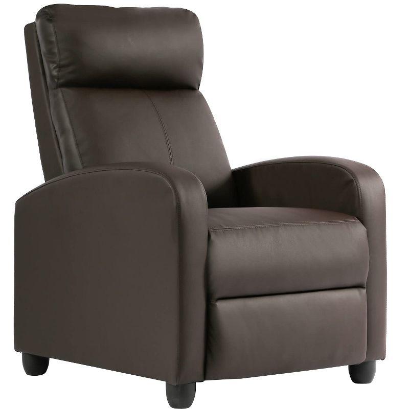 Brown Faux Leather Swivel Recliner with Manufactured Wood Frame