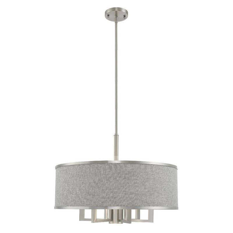 Park Ridge Brushed Nickel 7-Light Pendant with Gray Fabric Shade