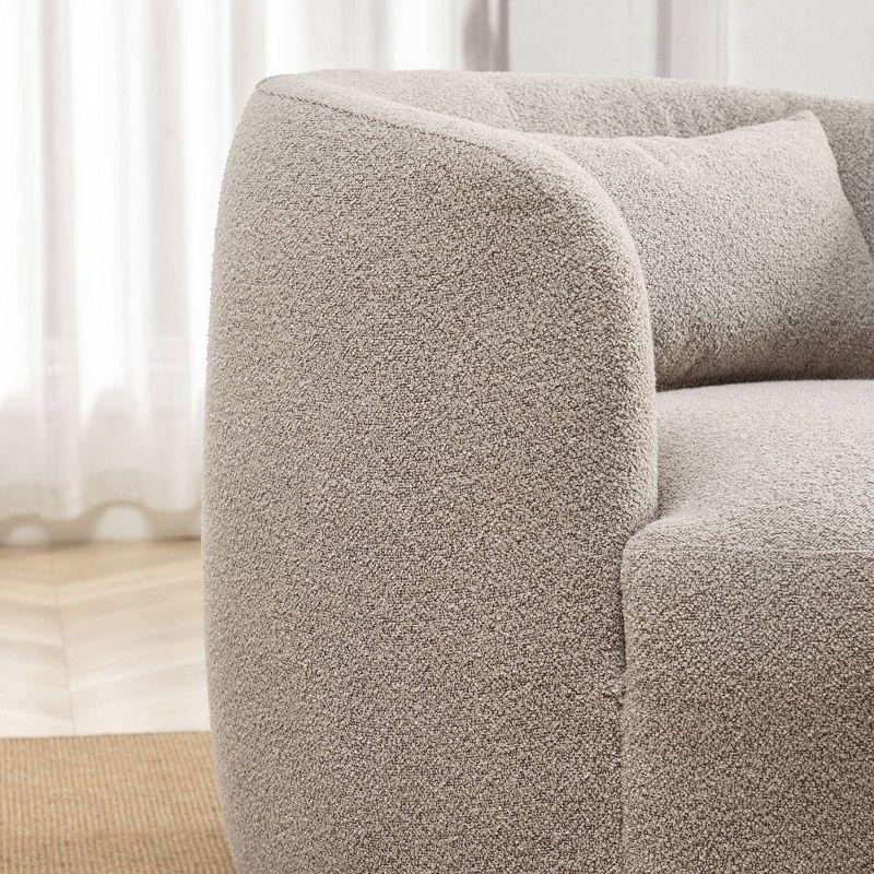 Taupe Boucle Upholstered Swivel Barrel Accent Chair