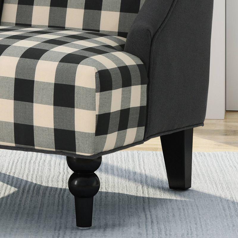 Toddman High-Back Club Chair Checkerboard Black/Dark Charcoal - Christopher Knight Home