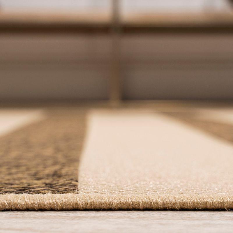 2'x8' Aveiro Wide Stripe Indoor/Outdoor Runner Rug, Beige/Brown - JONATHAN Y