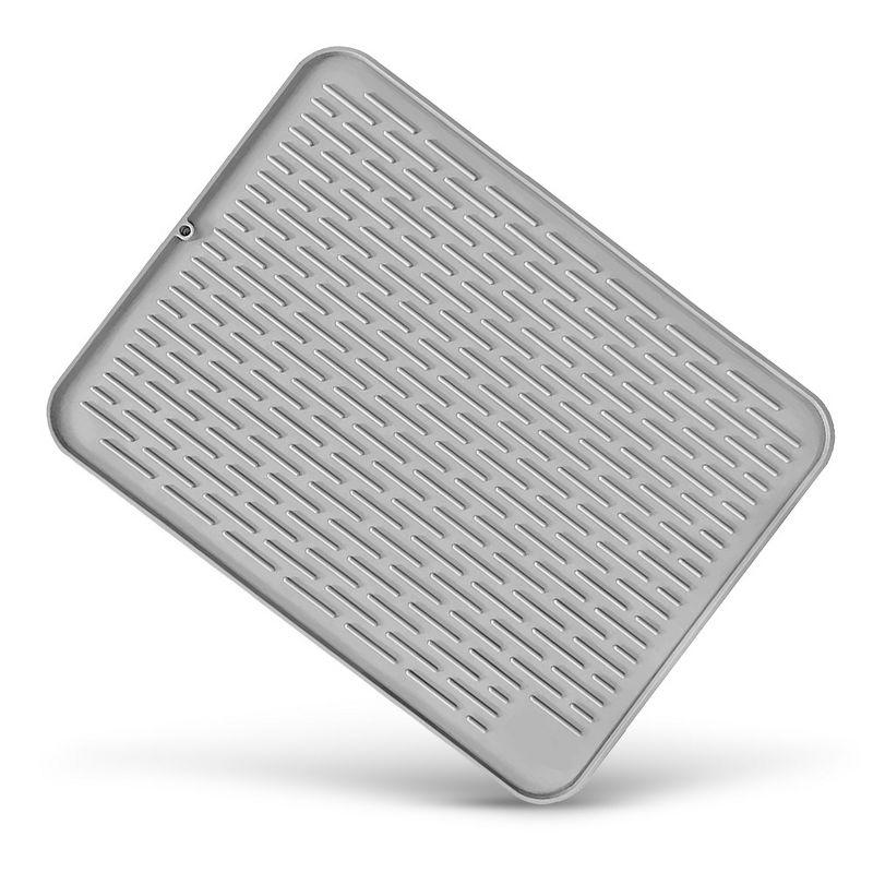 Foldable Silicone Dish Drying Mat and Trivet, 8" x 8", Gray