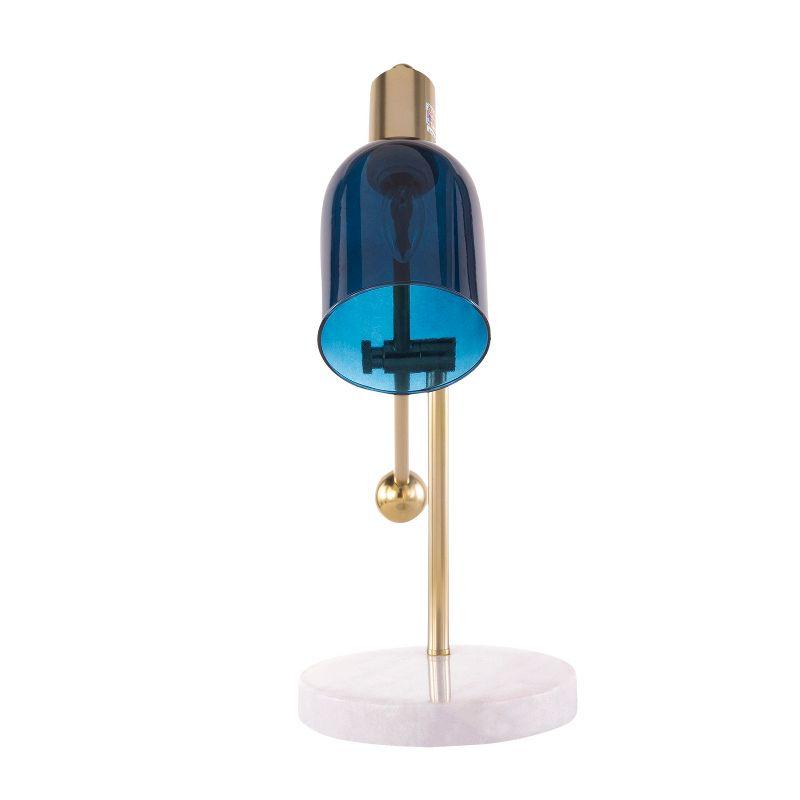 Marcel Adjustable White, Gold, and Blue Glass Table Lamp