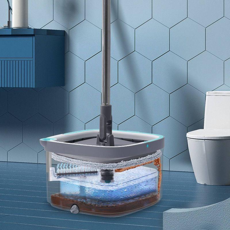 TrueClean Gray Microfiber Spin Mop and Bucket System