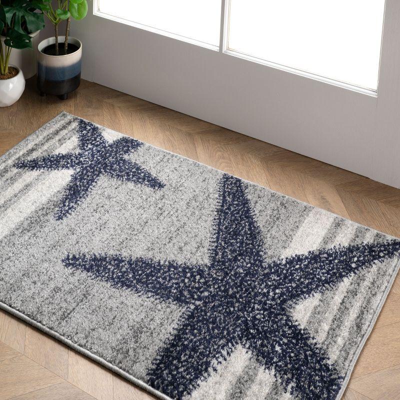 Thomas Paul Starfish and Striped Gray Rug