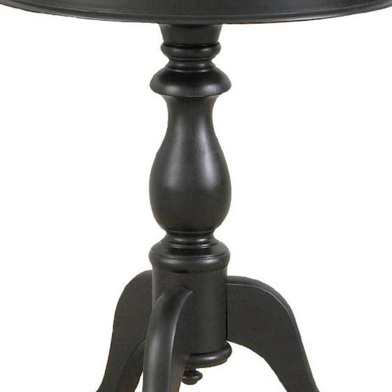 Antique Black Round Wood Pedestal Side Table