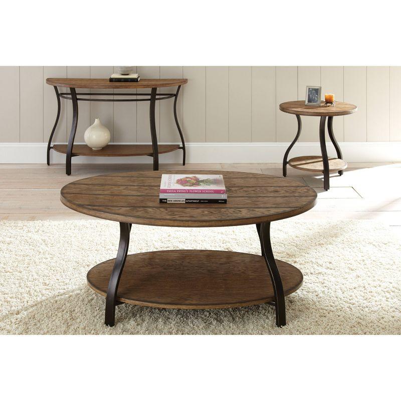 Denise Sofa Table Oak - Steve Silver Co.: Rustic Half Moon Entryway Table with Fixed Shelf