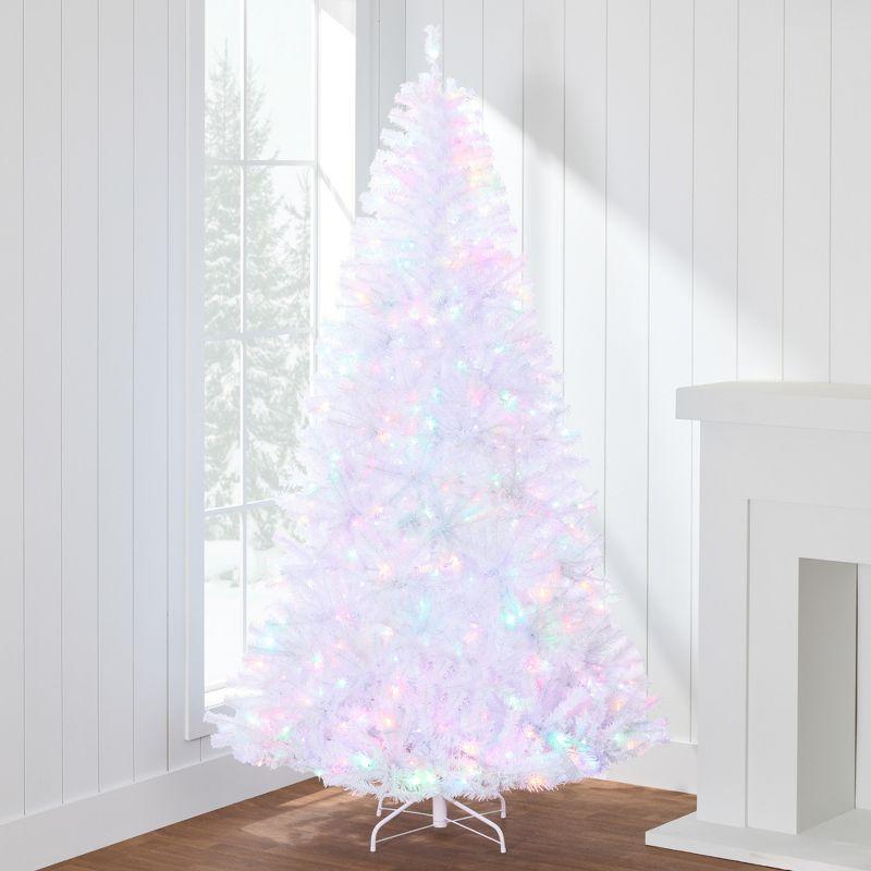 Best Choice Products 4.5ft Pre-Lit Premium Hinged Artificial White Christmas Pine Tree w/ 200 Multicolor Lights, Stand
