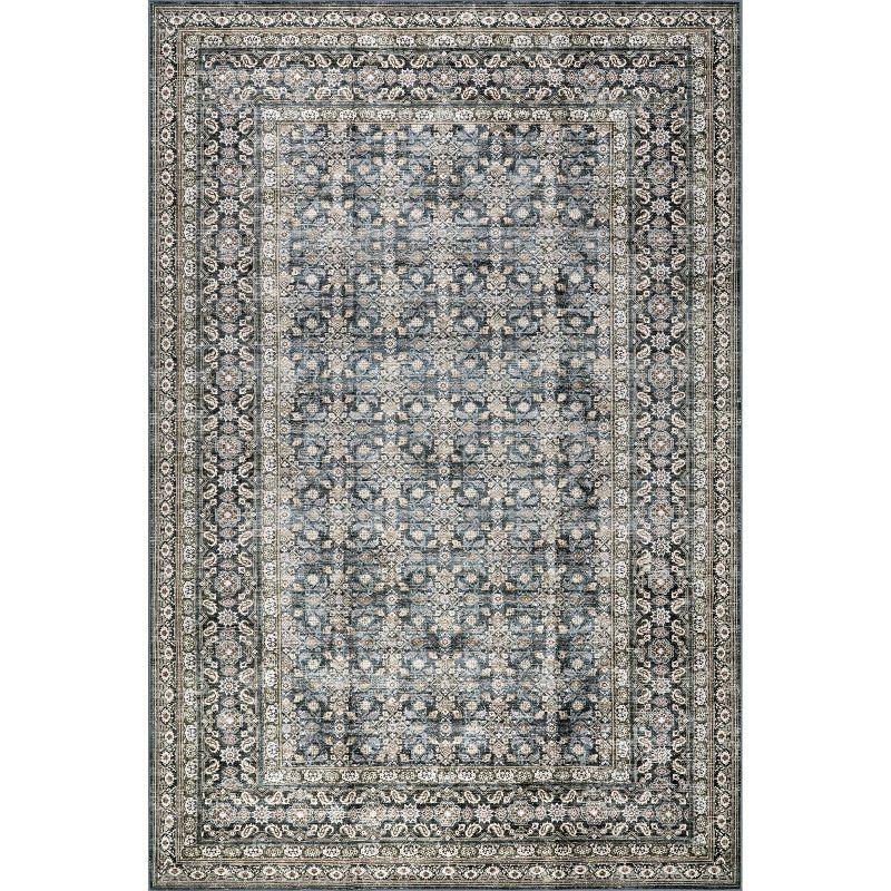 Blue Medallion 9' x 12' Washable Synthetic Area Rug