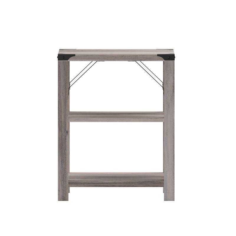 Wyatt 17.5" Square Gray Wash Modern Farmhouse End Table with Metal Accents