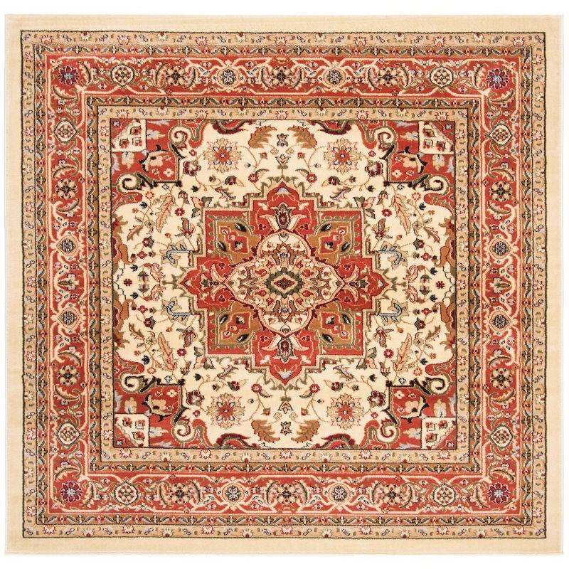 Lyndhurst Heriz LNH330 Power Loomed Area Rug - Ivory/Rust - 8'x8' - Safavieh