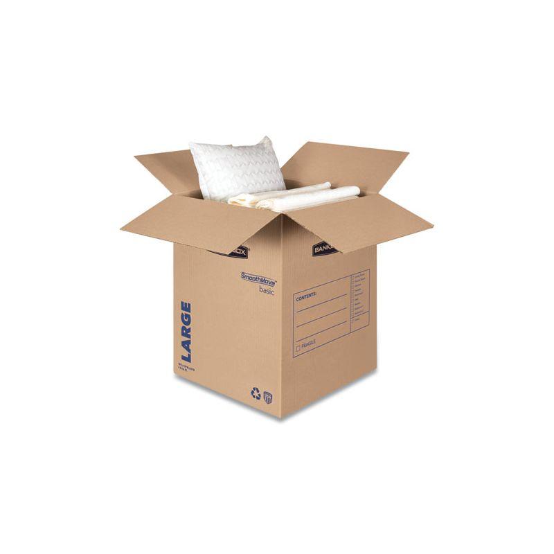 Bankers Box SmoothMove Basic Moving Boxes, Regular Slotted Container (RSC), Large, 18" x 18" x 24", Brown/Blue, 15/Carton