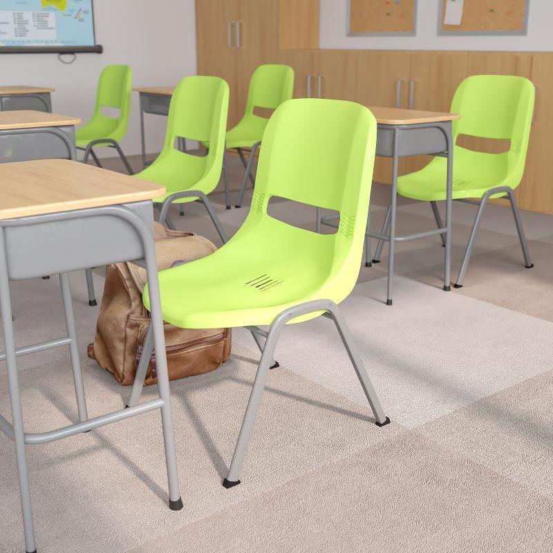 Green Ergonomic Metal Frame Stacking Chair