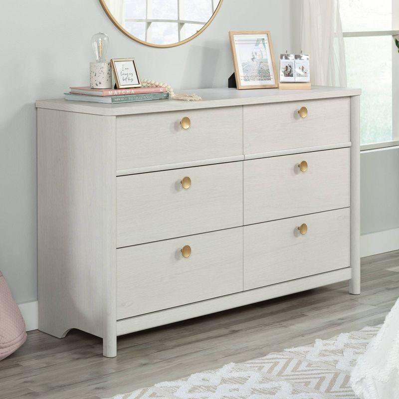 Dover Edge 6 Drawer Dresser Glacier Oak - Sauder: Vintage Style MDF Bedroom Storage with Metal Hardware