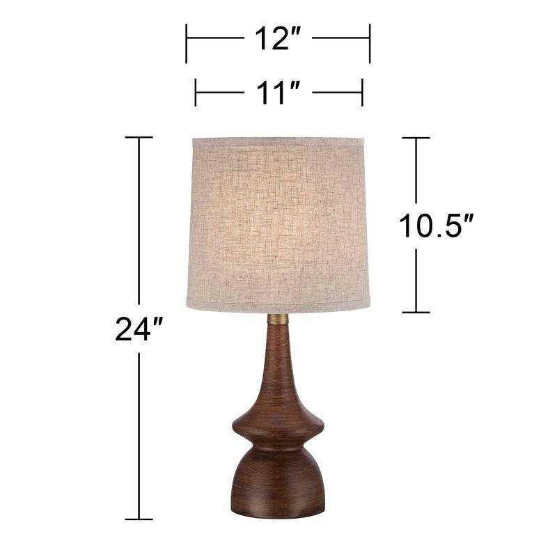 Mid-Century Walnut Faux Wood Table Lamp with Linen Shade