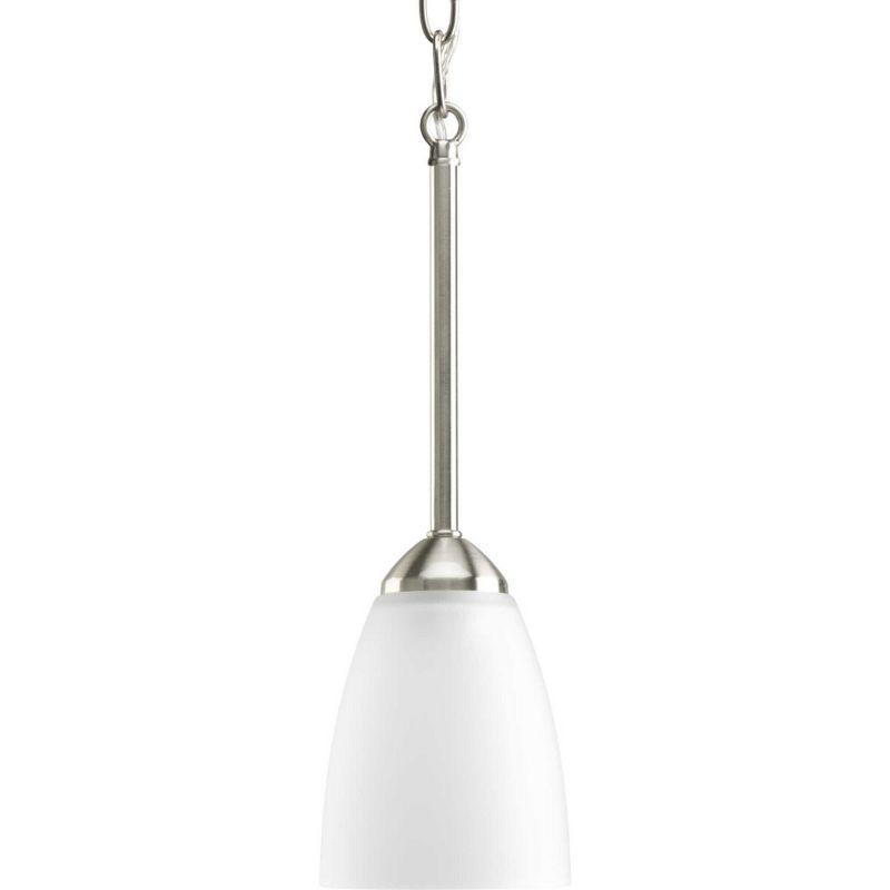 Progress Lighting Gather 1-Light Mini-Pendant, Brushed Nickel, Etched Glass Shade