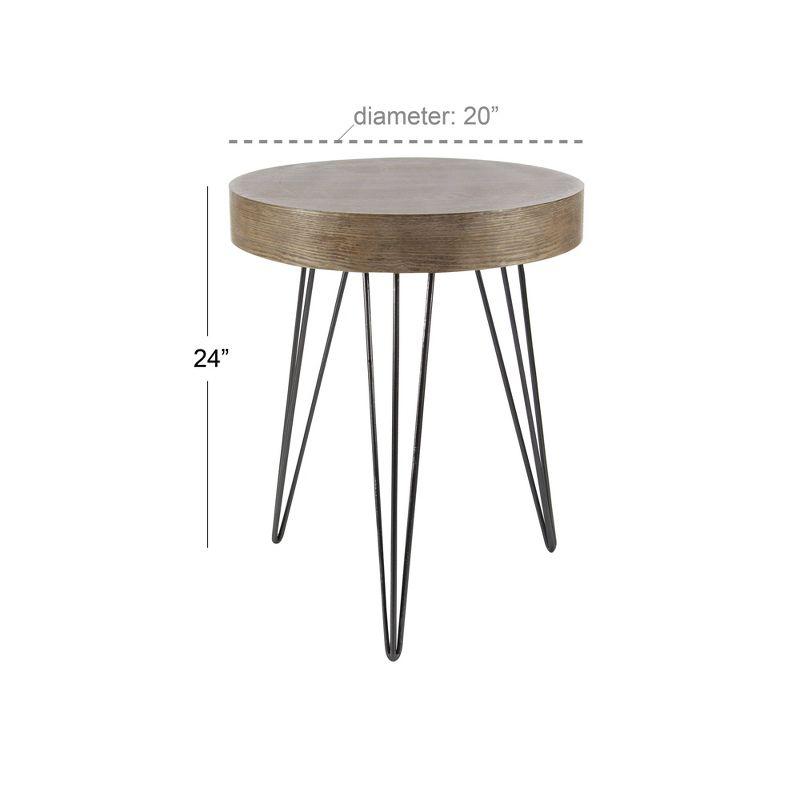 Union Rustic Villalpando Wooden Side End Brown Accent Table with Black Metal Hairpin Legs