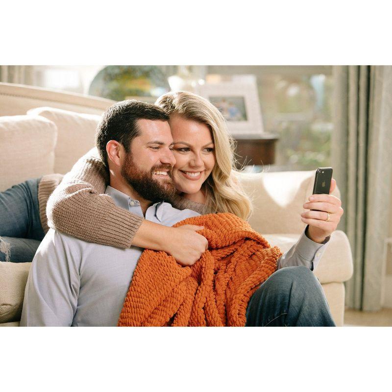 Chanasya Textured Knit Throw Blanket with Tassels - 60" x 70” - Orange