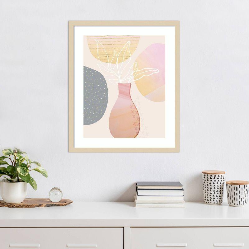 Mid Century Floral I Svelte Natural Framed Wall Art Print