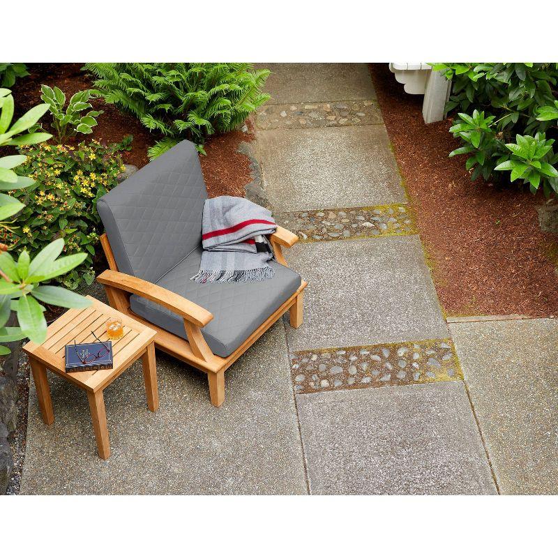 Montlake Gray Quilted Patio Chair Back Cushion 25" x 22"