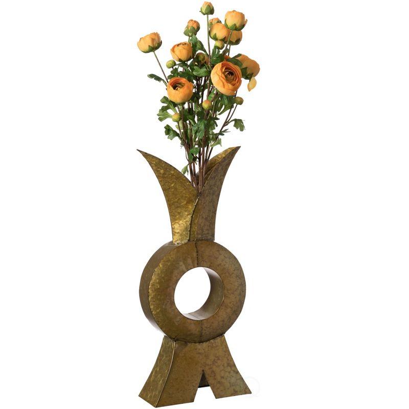 Uniquewise Style Galvanized Gold Metal Design Large Floor Vase for Entryway, Living Room, or Dining Room - Vase for Flowers, Branches, or Greenery