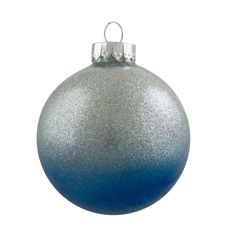 4ct Blue and Silver Glittered Glass Christmas Ornament Ball Set 2.75" (70mm) (Set of 4)