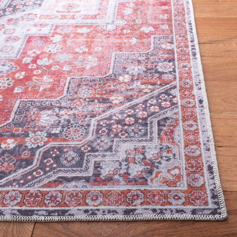 Rust and Ivory 8' x 10' Washable Viscose Area Rug