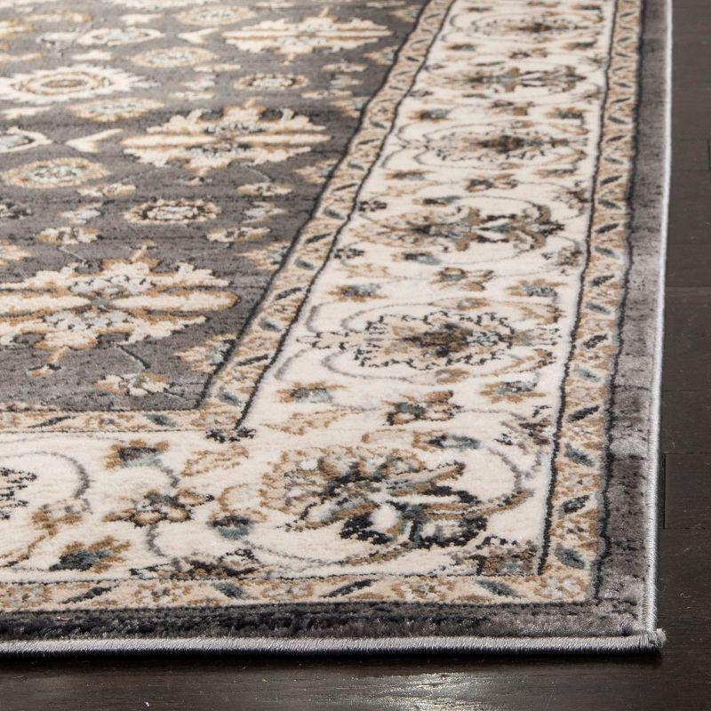 Elegant Gray Floral 8' x 10' Synthetic Easy Care Area Rug