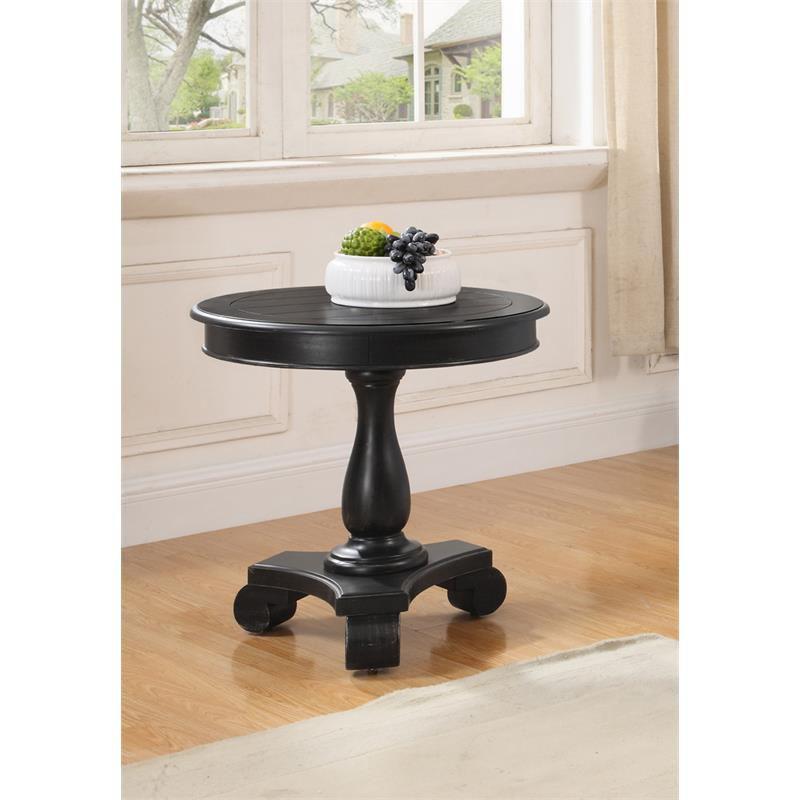 Transitional Engineered Wood Round End Table in Antique Black - Best Master Furniture