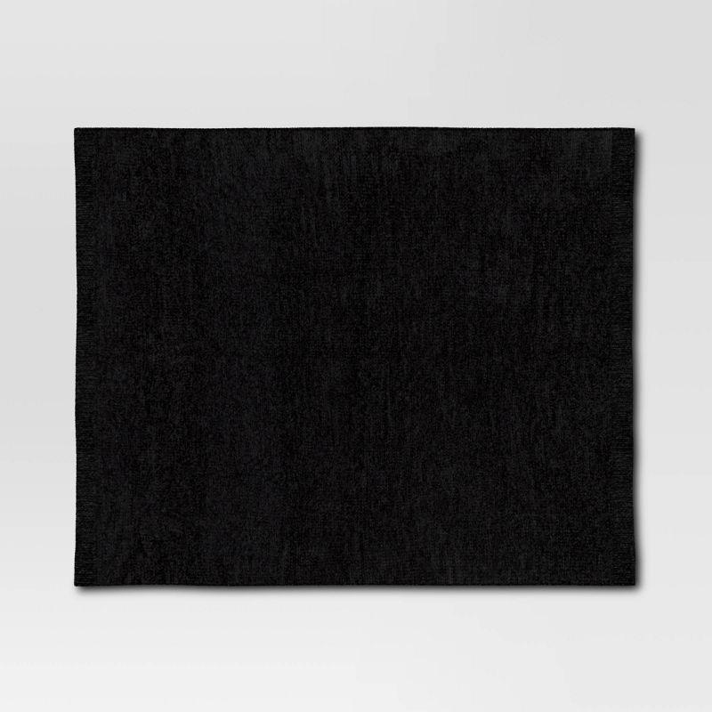 Shiny Chenille Throw Blanket Black - Threshold™: Sensory Friendly, Machine Washable, 50x60" Polyester
