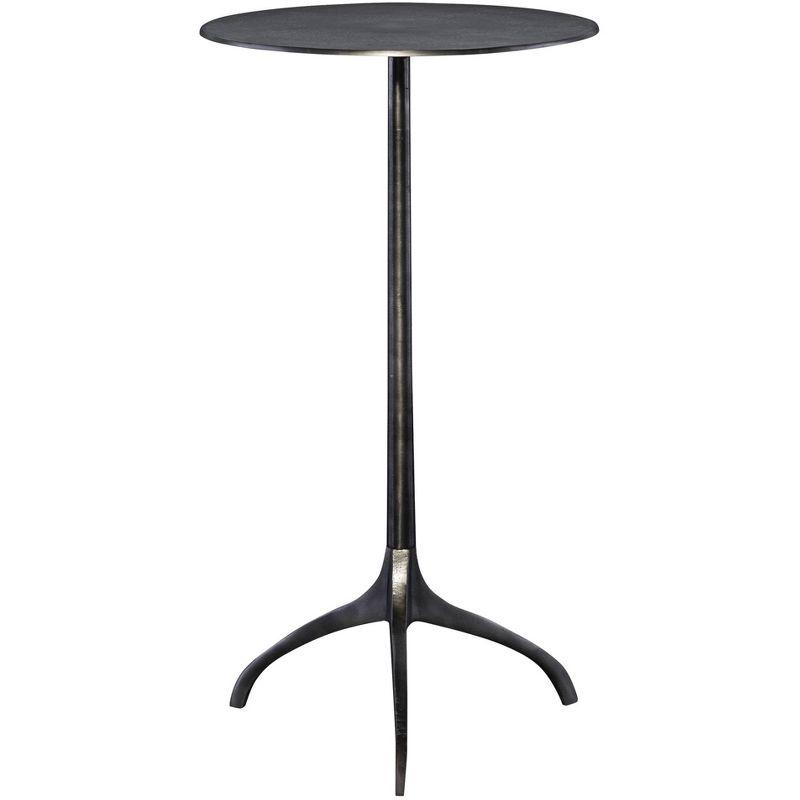 Beacon 14" Black and Silver Industrial Round Accent Table