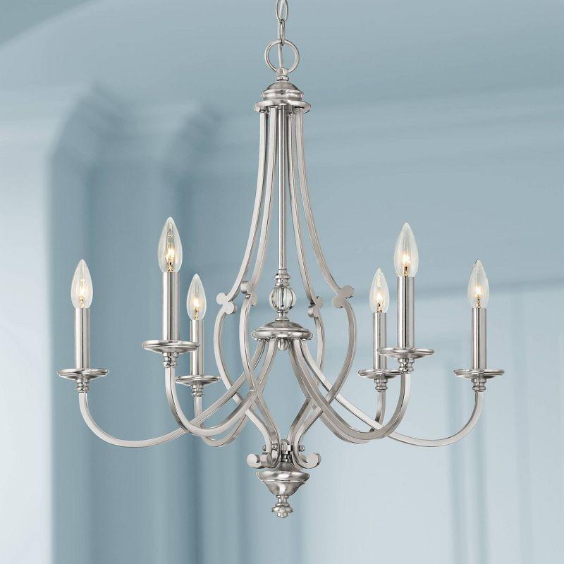 Minka Lavery Brushed Nickel Chandelier 26" Wide French 6-Light Fixture for Dining Room House Foyer Kitchen Entryway Bedroom Home