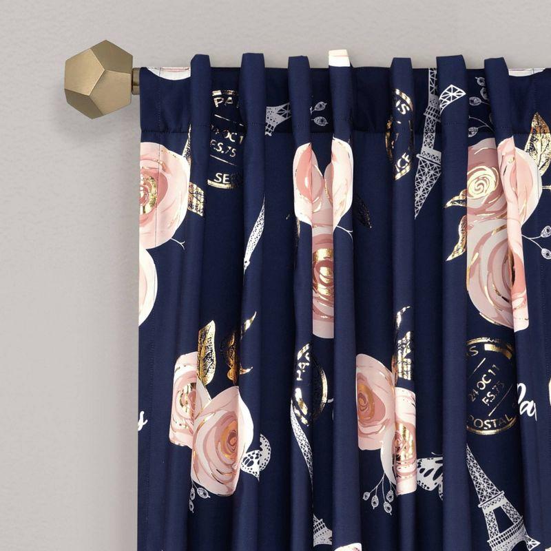 Lush Decor Vintage Paris Rose Butterfly Script Floral Semi-Sheer Curtain (Set of 2)