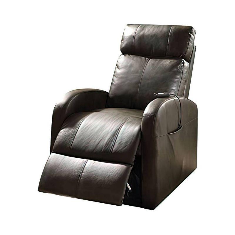 Dark Gray Faux Leather Power Lift Recliner with Wood Accents