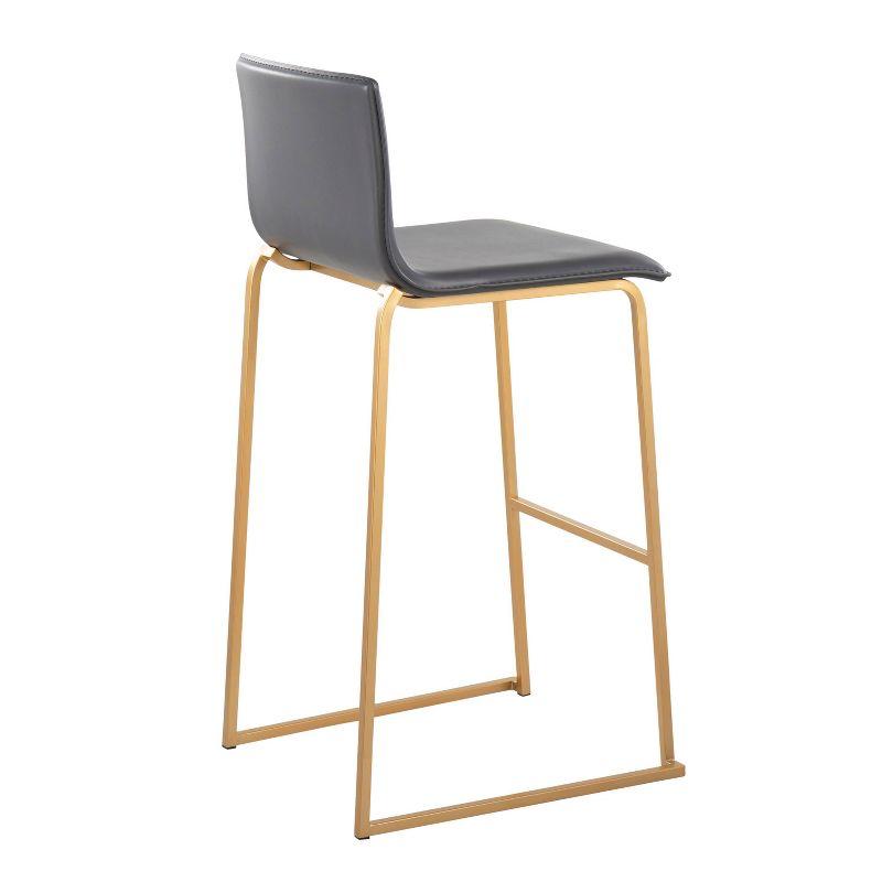 Set of 2 Mara Upholstered Barstools Gray/Gold - Lumisource: With Backs, Fixed Height, Steel Frame